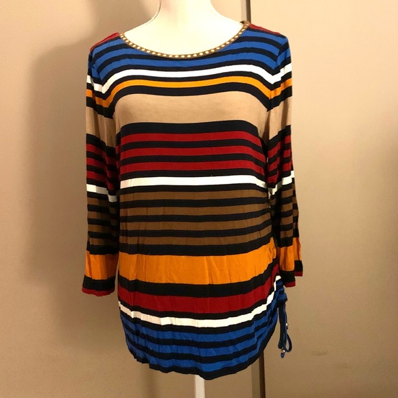Ruby Rd. Colorful Striped Tunic Top - Picture 1 of 5